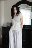 Rib lace knit top