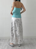 Shirred Halter Neck Long Sleeveless