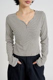 Bane stripe henley crop tee