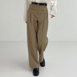 Lip Pocket High Waist Long Slacks