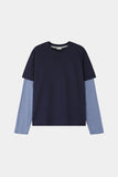 Two-tone stripe layered long sleeve