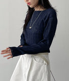 Wave pleated see-through T-shirt
