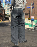 Brushed washing denim pants