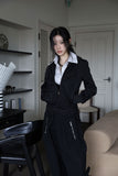Mono shirring zip-up jumper