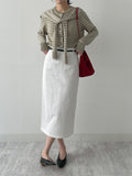 [Shawl SET] Striped Round Knit Cardigan