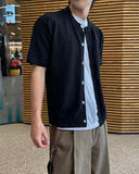 Marron henley neck short sleeve cardigan