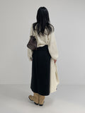 Suede Shirring Fold Long Boots