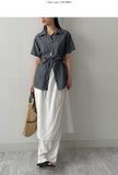 Tencel collar strap blouse