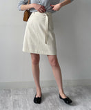 [Belt SET] Stitched Nylon Midi Skirt