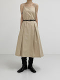 [Belt set] Pleated Bustier Long One Piece