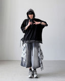 Check Skirt Bermuda Denim
