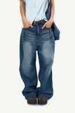Brushed Slub Wide Denim Pants
