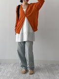 [unisex] Boucle V-neck overfit cardigan