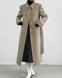 [Wool 90%] Big collar robe handmade long coat