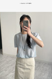 String See-through Short Sleeve Crop Blouse