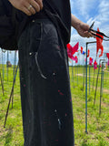 Graffiti denim half pants
