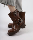vegan middle buckle boots