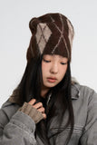 Argyle feather short beanie