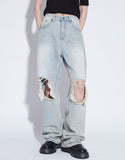 destroyed washing jeans