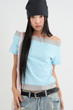 Layered off-shoulder T-shirt