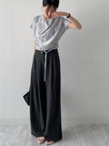 [Strap SET] Draped Shirred See-through Short Sleeve Blouse