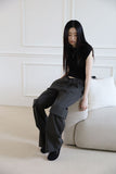 Unbalanced shirring sleeveless tee
