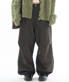 Herringbone pintuck wide pants