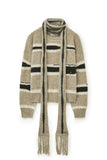 STRIPE DISTRESSED SWEATER SCARF SET