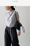 [Summer ver.] T-shirt with double-pleated long wide slacks
