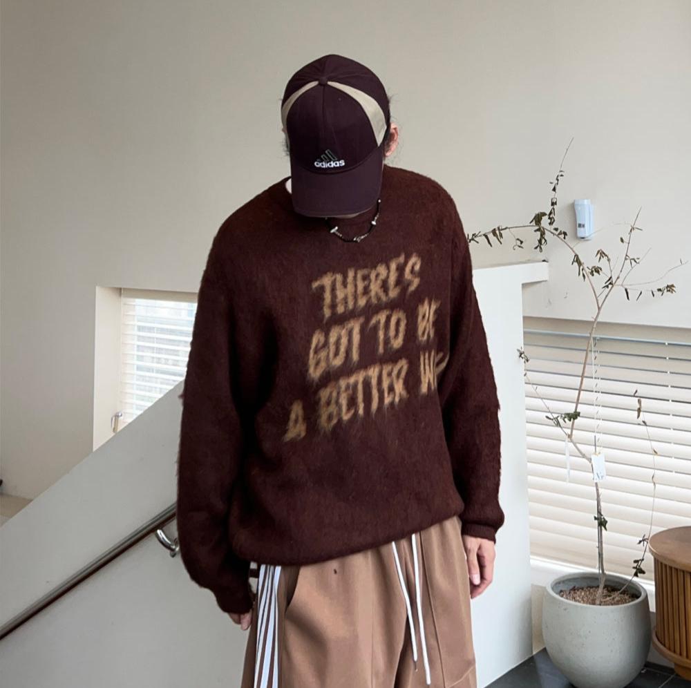 【KOOLOSET】Soft Brush Lettering Round Knit KOOLOSET (クロゼット) - ソフトブラッシュレタリングラウンド