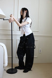 rivet zipper pants