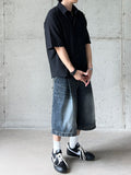 Grayish Washing Bermuda Denim