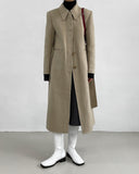 [Wool 90%] Big collar robe handmade long coat
