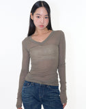 Bagel wool sheer long sleeve
