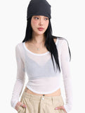 Summer U-neck Ribbed Long Sleeve