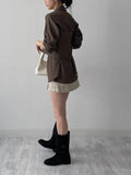 [Skirt SET] Basil Wrap Loose-Fit Shirt