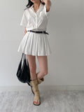 [Belt SET] Romi Collar Pleated Mini One Piece