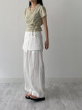 Frill Wrap Short Sleeve Blouse