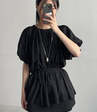 [Strap SET] Bardi Puff Frill Blouse