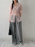 Color Matching Banding Stripe Wide Slacks