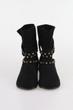 Suede strap middle boots