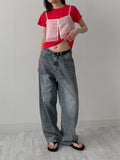 Stone cat brush wide denim pants