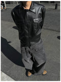 Leaf Pocket Crop Leather Jacket