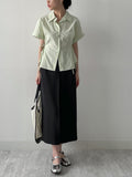 [short-sleeve ver] Ribbon Poplin Loose Fit Shirt
