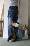Leather belt middle boots