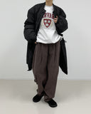 Banding corduroy long wide pants