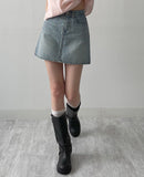 Tin Blue A-Line Mini Denim Skirt