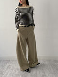 [Tie Set] Striped Boat Neck Knit