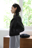 Tone satin crop zip-up