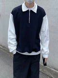 Peach color matching collar zip-up sweatshirt